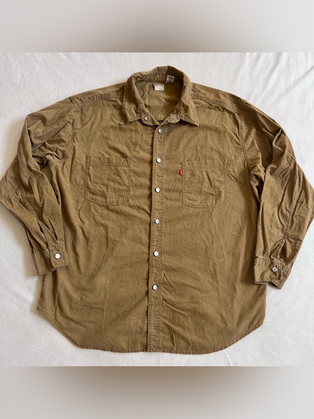 Levi's Men's Tan Button-Down Work Shirt corduroy western indie dress shirt date